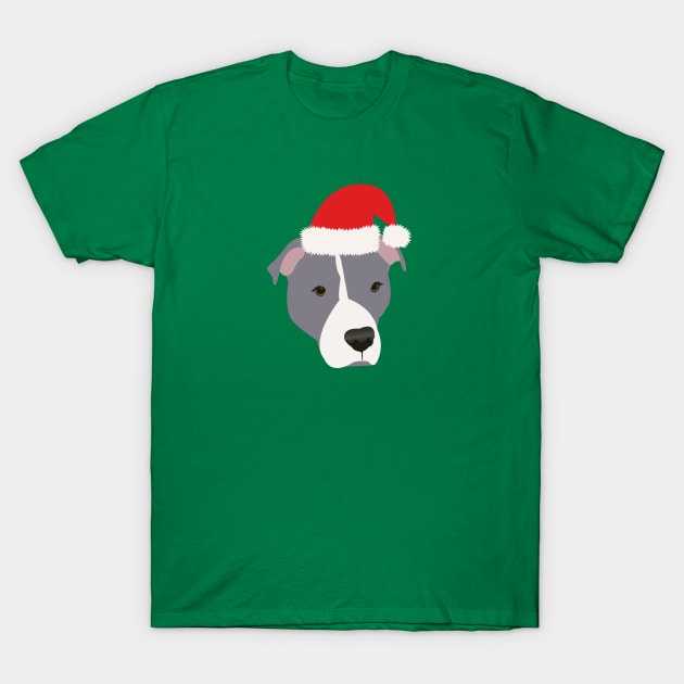 Christmas Pit Bull T-Shirt by KCPetPortraits